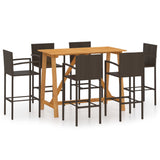 7 Piece Garden Bar Set Brown - Front View