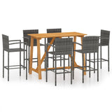7 Piece Garden Bar Set Grey - Front View