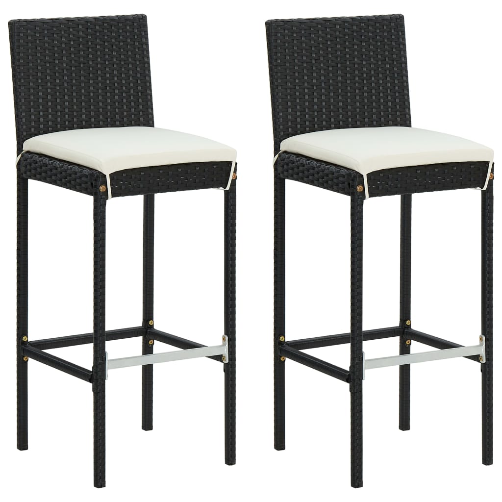 3 Piece Garden Bar Set with Cushions Black