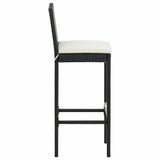 3 Piece Garden Bar Set with Cushions Black