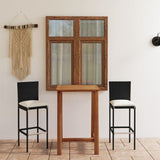 3 Piece Garden Bar Set with Cushions Black