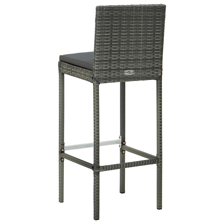 3 Piece Garden Bar Set with Cushions Grey