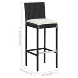 5 Piece Garden Bar Set with Cushions Black - Extra Image