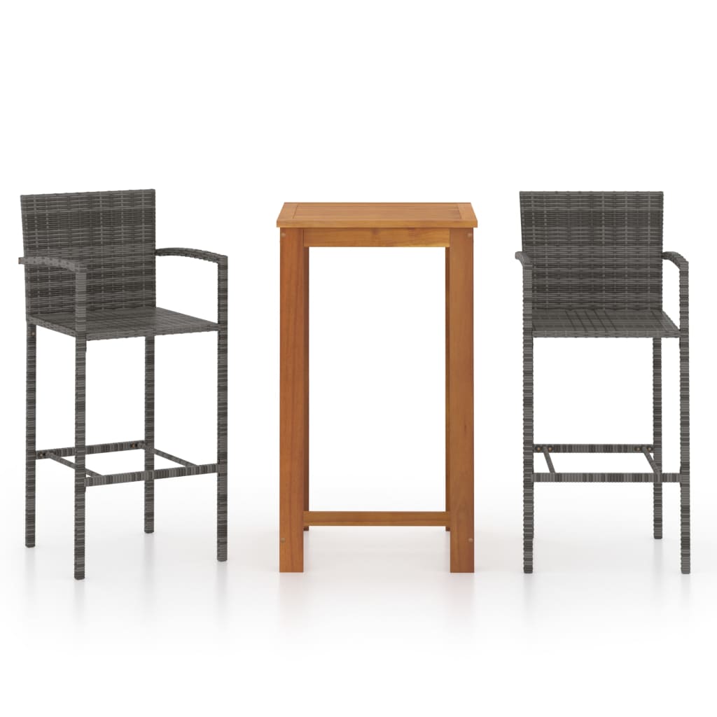 3 Piece Garden Bar Set Grey