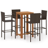 5 Piece Garden Bar Set Brown - Front View