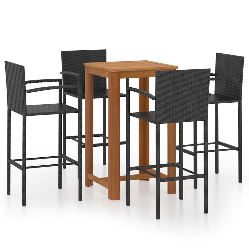 5 Piece Garden Bar Set Black