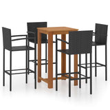 5 Piece Garden Bar Set Black