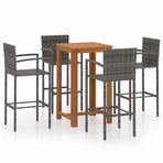 5 Piece Garden Bar Set Grey