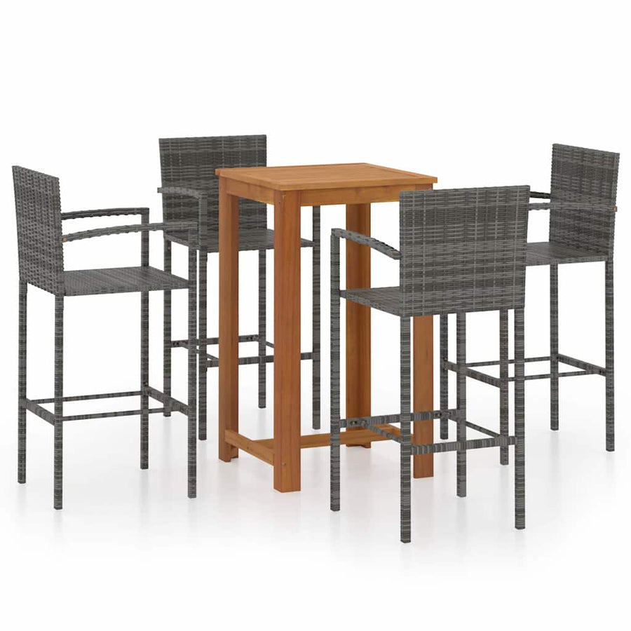 5 Piece Garden Bar Set Grey