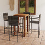 5 Piece Garden Bar Set Grey