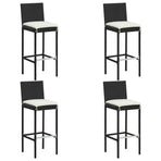 5 Piece Garden Bar Set with Cushions Black