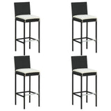 5 Piece Garden Bar Set with Cushions Black - Close-Up Angle