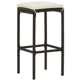 5 Piece Garden Bar Set with Cushions Brown - Low Angle
