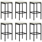 7 Piece Garden Bar Set with Cushions Black