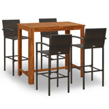 5 Piece Garden Bar Set Brown - Front View