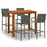 5 Piece Garden Bar Set Grey - Front View