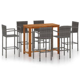 7 Piece Garden Bar Set Grey - Front View