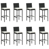 9 Piece Garden Bar Set with Cushions Black - Close-Up Angle