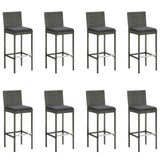 9 Piece Garden Bar Set with Cushions Grey