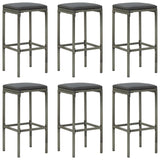 7 Piece Garden Bar Set with Cushions Grey - Close-Up Angle