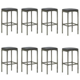 9 Piece Garden Bar Set with Cushions Grey - Close-Up Angle