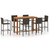 7 Piece Garden Bar Set Brown - Front View