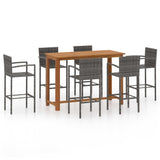 7 Piece Garden Bar Set Grey - Front View
