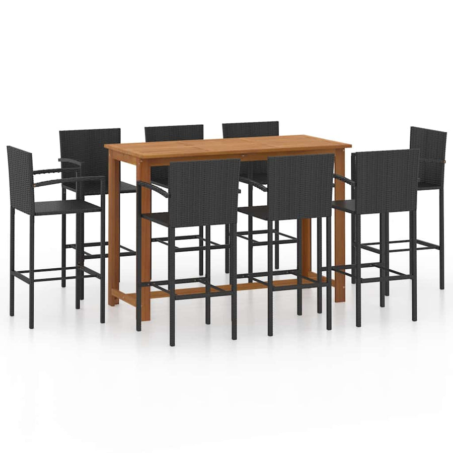 9 Piece Garden Bar Set Black