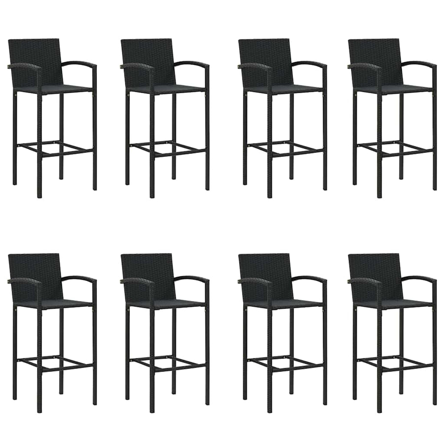 9 Piece Garden Bar Set Black