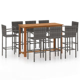 9 Piece Garden Bar Set Grey - Front View