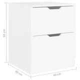 Bedside Cabinets 2 pcs White 40x40x50 cm Engineered Wood - Close-Up Angle