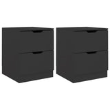 Bedside Cabinets 2 pcs Black 40x40x50 cm Engineered Wood - Front View