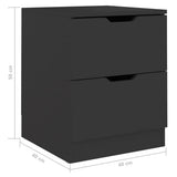 Bedside Cabinets 2 pcs Black 40x40x50 cm Engineered Wood