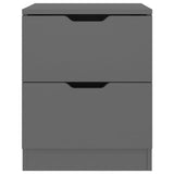 Bedside Cabinet Grey 40x40x50 cm Engineered Wood - Side View