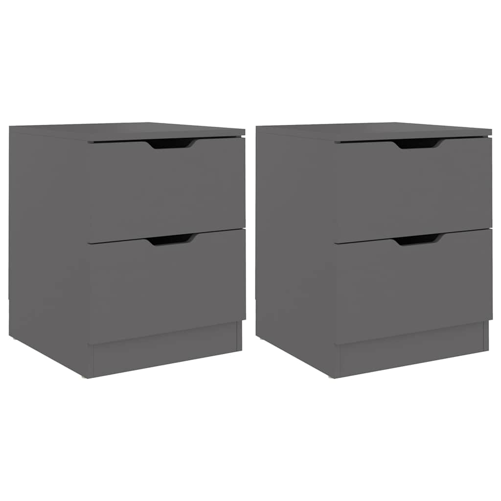 Bedside Cabinets 2 pcs Grey 40x40x50 cm Engineered Wood