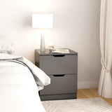 Bedside Cabinets 2 pcs Grey 40x40x50 cm Engineered Wood - Side View