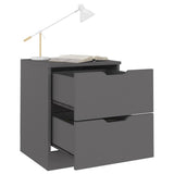 Bedside Cabinets 2 pcs Grey 40x40x50 cm Engineered Wood - Rear View