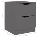 Bedside Cabinets 2 pcs Grey 40x40x50 cm Engineered Wood - Close-Up Angle