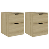 Bedside Cabinets 2 pcs Sonoma Oak 40x40x50 cm Engineered Wood - Front View