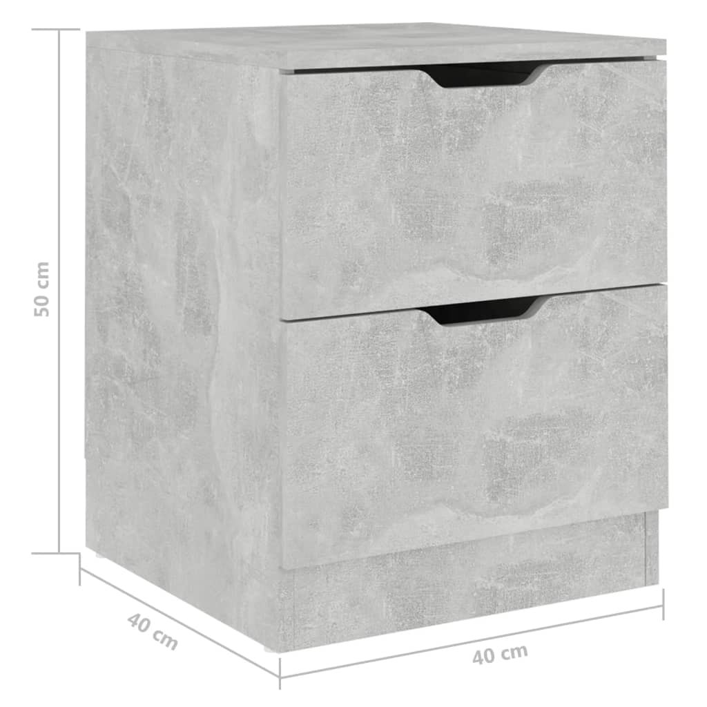 Bedside Cabinets 2 pcs Concrete Grey 40x40x50 cm Engineered Wood