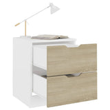 Bedside Cabinet White & Sonoma Oak 40x40x50 cm Engineered Wood - Side View