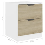 Bedside Cabinet White & Sonoma Oak 40x40x50 cm Engineered Wood - Rear View