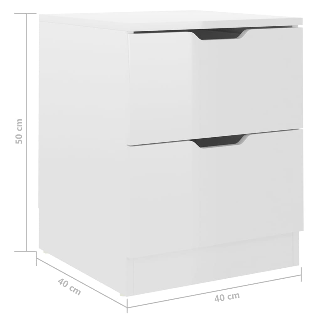 Bedside Cabinet High Gloss White 40x40x50 cm Engineered Wood
