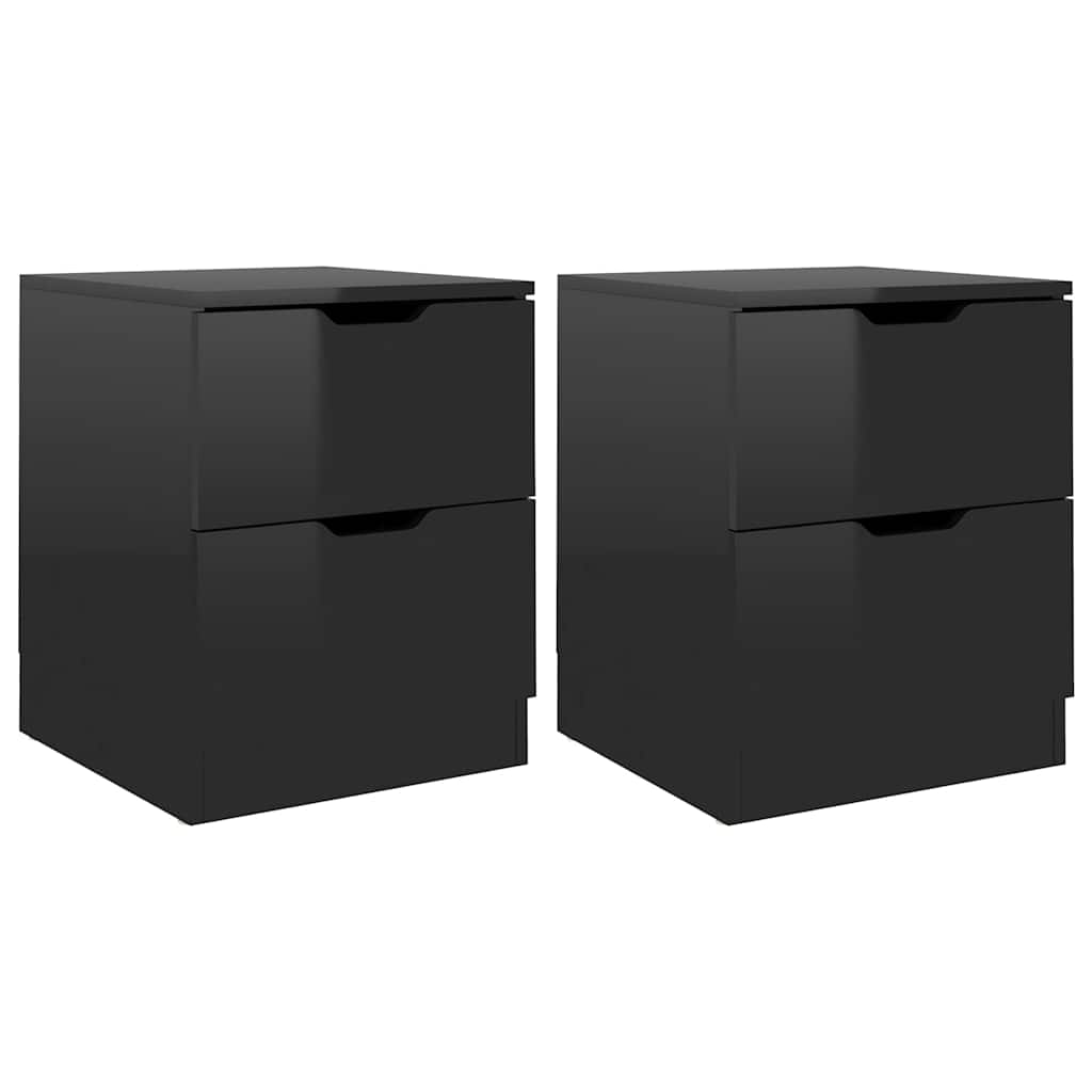 Bedside Cabinets 2 pcs High Gloss Black 40x40x50 cm Engineered Wood