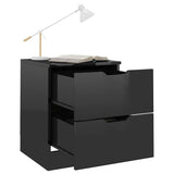 Bedside Cabinets 2 pcs High Gloss Black 40x40x50 cm Engineered Wood - 45-Degree Angle