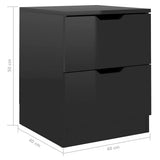 Bedside Cabinets 2 pcs High Gloss Black 40x40x50 cm Engineered Wood