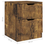 Bedside Cabinet Smoked Oak 40x40x50 cm Engineered Wood - Rear View