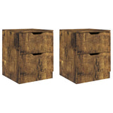 Bedside Cabinets 2 pcs Smoked Oak 40x40x50 cm Engineered Wood - Front View