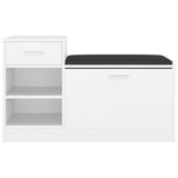 Shoe Bench White 94.5x31x57 cm Engineered Wood - Side View