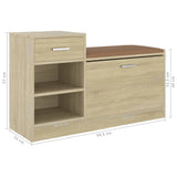 Shoe Bench Sonoma Oak 94.5x31x57 cm Engineered Wood - Close-Up Angle